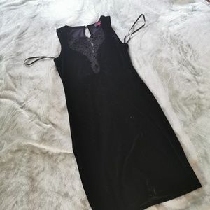 Velvet Black Dress with Lace